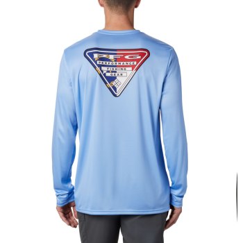 Columbia PFG Terminal Tackle State Triangle Long Sleeve, Sudaderas Blancos Para Hombre | 976018-JLI